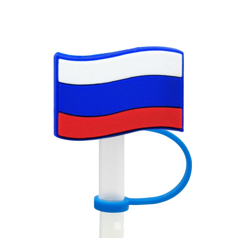 Wholesale of 10pcs Flag Series Silicone Straw Sets